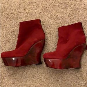 Alex and Olivia deep red booties